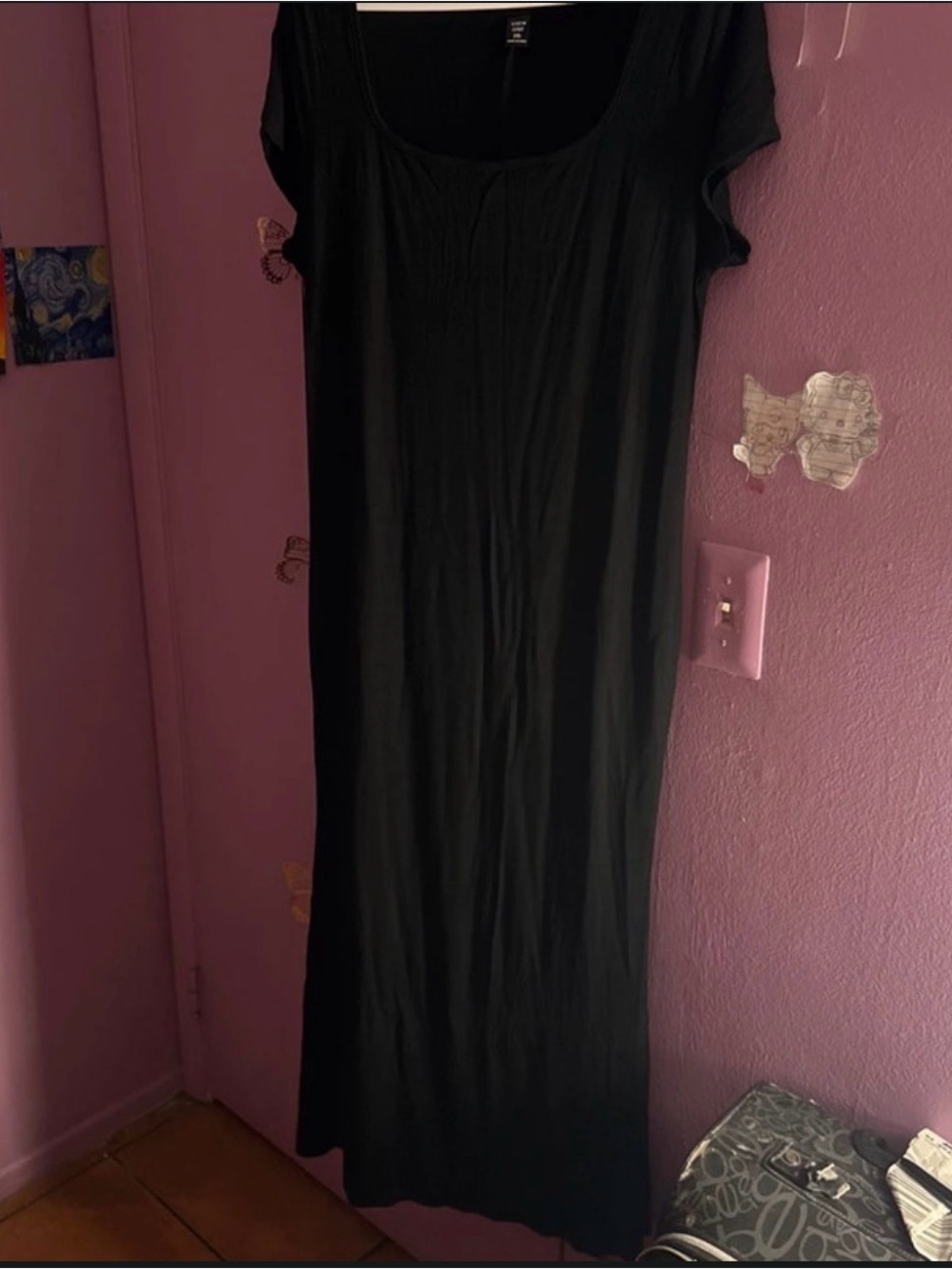 SHEIN Black Short Sleeve Maxi Dress